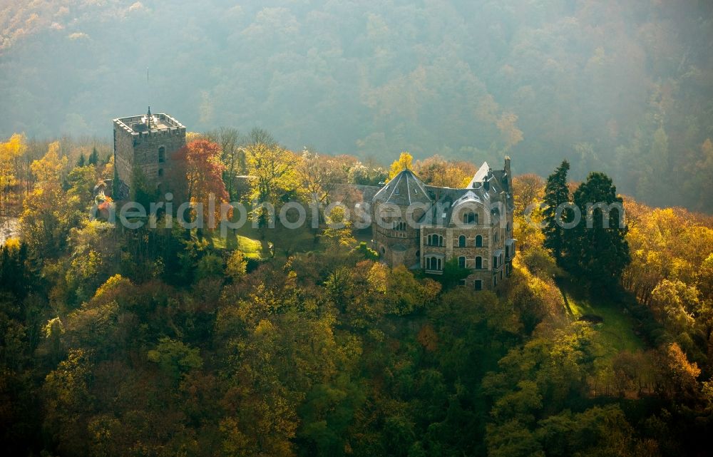 Aerial image Bad Breisig - Castle of the fortress Burg Rheineck in Bad Breisig in the state Rhineland-Palatinate