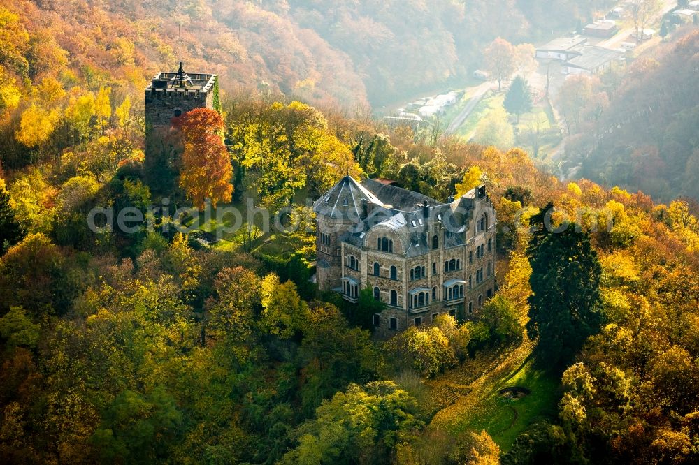 Aerial photograph Bad Breisig - Castle of the fortress Burg Rheineck in Bad Breisig in the state Rhineland-Palatinate