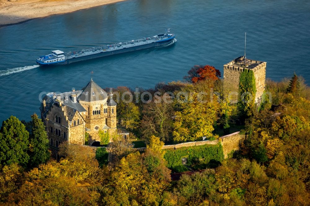 Aerial image Bad Breisig - Castle of the fortress Burg Rheineck in Bad Breisig in the state Rhineland-Palatinate