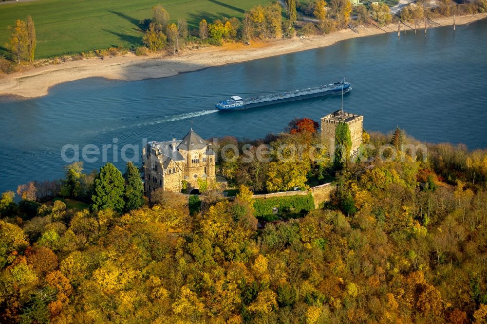 Aerial photograph Bad Breisig - Castle of the fortress Burg Rheineck in Bad Breisig in the state Rhineland-Palatinate