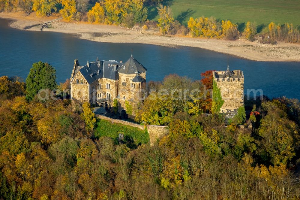 Aerial image Bad Breisig - Castle of the fortress Burg Rheineck in Bad Breisig in the state Rhineland-Palatinate