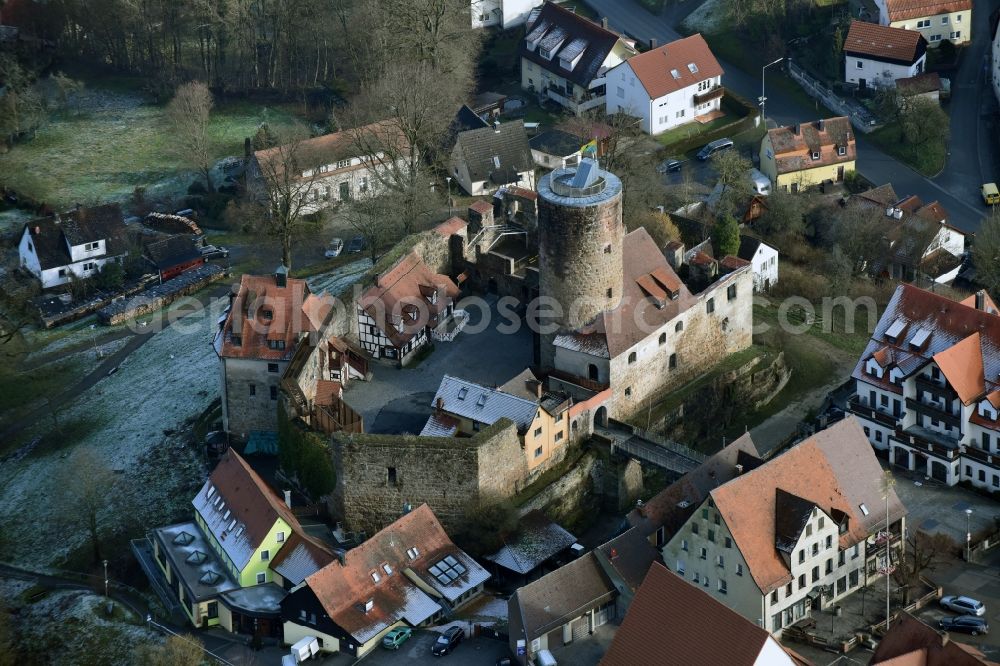 Burgthann from above - Castle of the fortress am Burgbergweg in Burgthann in the state Bavaria