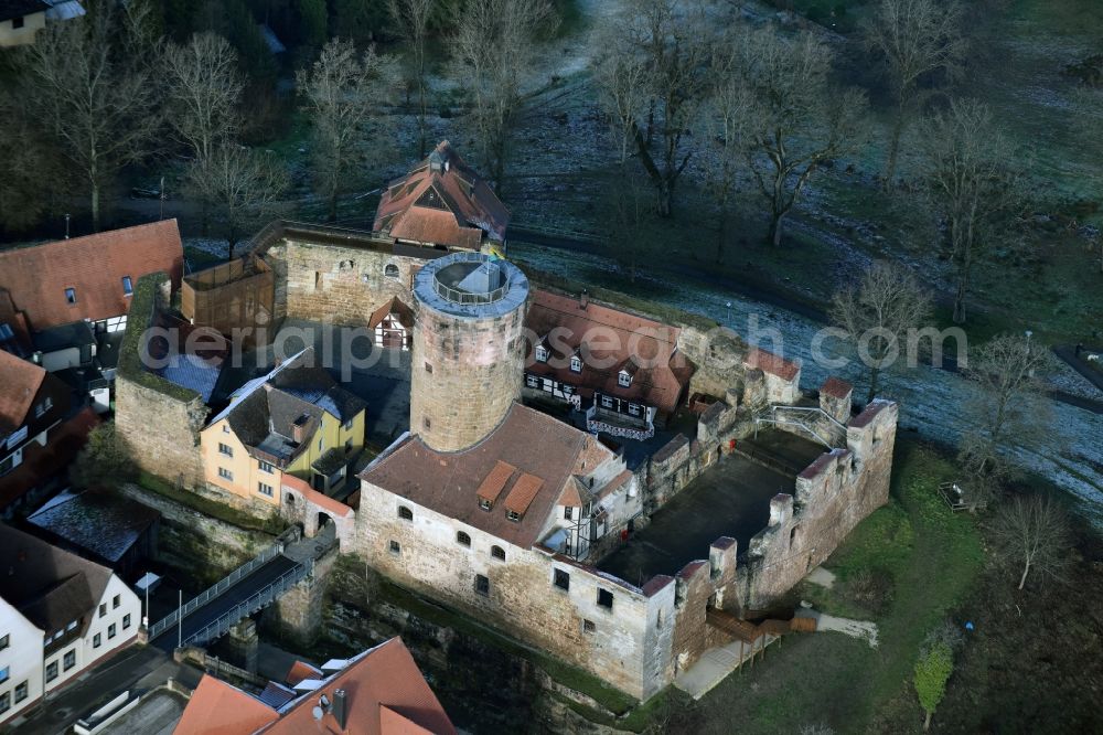 Aerial photograph Burgthann - Castle of the fortress am Burgbergweg in Burgthann in the state Bavaria