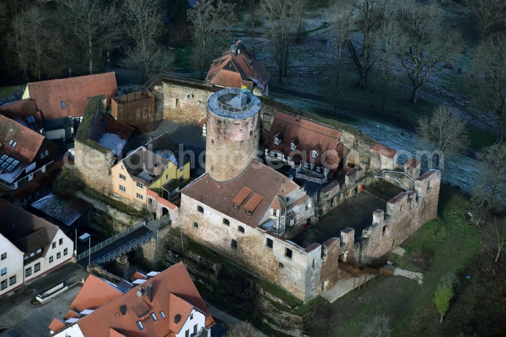 Burgthann from above - Castle of the fortress am Burgbergweg in Burgthann in the state Bavaria