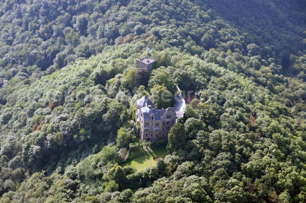 Bad Breisig from above - Castle of the fortress on Burgweg in Bad Breisig in the state Rhineland-Palatinate, Germany