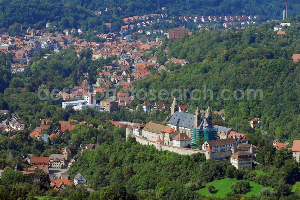 Aerial photograph Schwäbisch Hall - Castle of the fortress Comburg in the district Steinbach in Schwaebisch Hall in the state Baden-Wuerttemberg, Germany