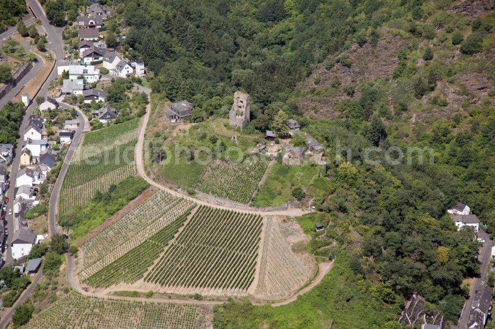 Aerial photograph Klotten - Castle of the fortress Coraidelstein in Klotten in the state Rhineland-Palatinate, Germany