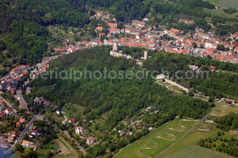 Aerial image Eckartsberga - Castle of the fortress Eckartsburg am Burgweg in Eckartsberga in the state Saxony-Anhalt