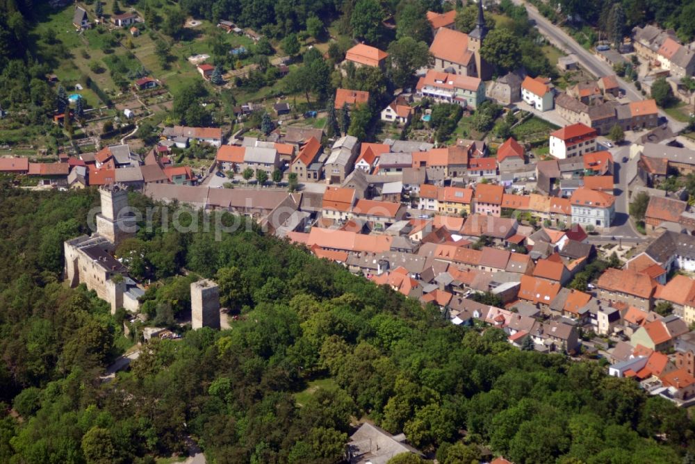 Eckartsberga from above - Castle of the fortress Eckartsburg am Burgweg in Eckartsberga in the state Saxony-Anhalt