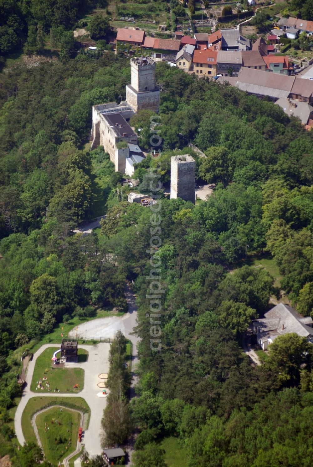 Eckartsberga from the bird's eye view: Castle of the fortress Eckartsburg am Burgweg in Eckartsberga in the state Saxony-Anhalt