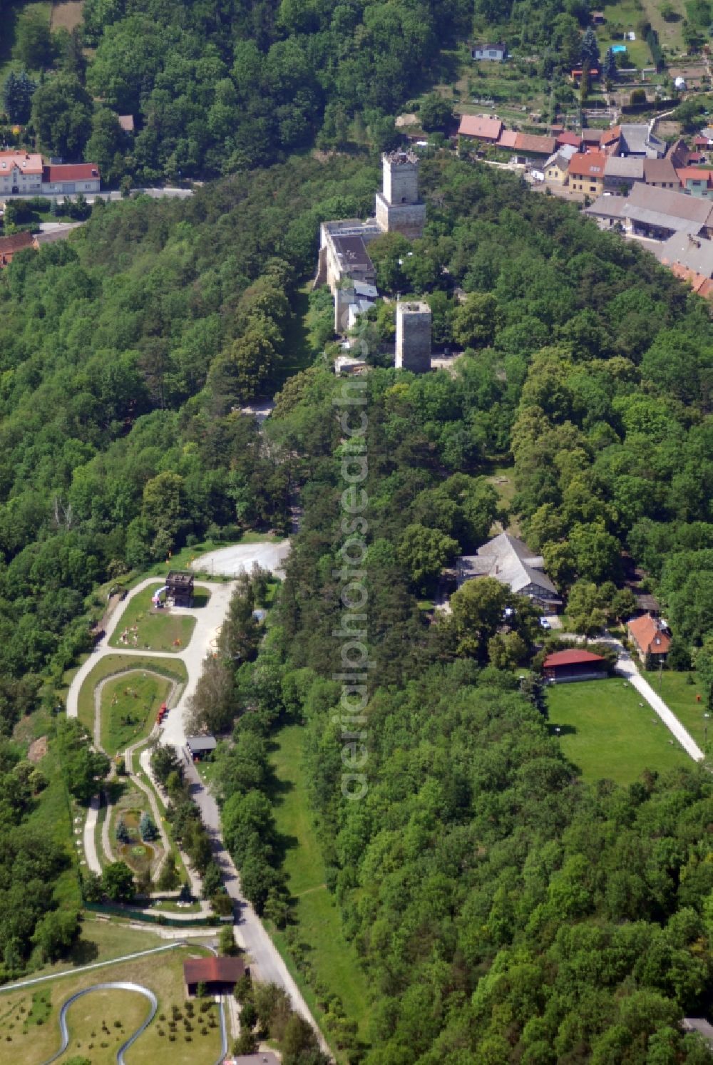 Aerial image Eckartsberga - Castle of the fortress Eckartsburg am Burgweg in Eckartsberga in the state Saxony-Anhalt