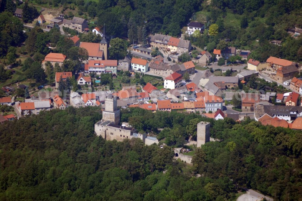 Eckartsberga from above - Castle of the fortress Eckartsburg am Burgweg in Eckartsberga in the state Saxony-Anhalt