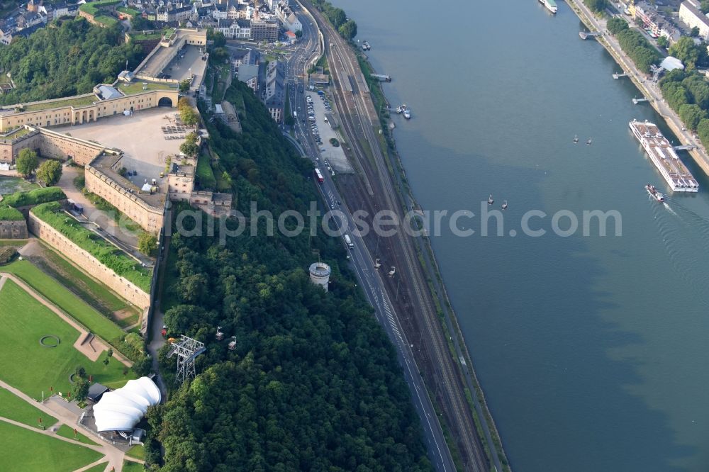 Koblenz from the bird's eye view: Castle of the fortress Festung Ehrenbreitstein in Koblenz in the state Rhineland-Palatinate, Germany