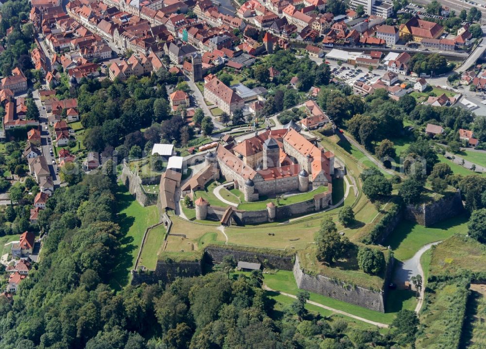 Kronach from above - Castle of the fortress Festung Rosenberg Kronach in Kronach in the state Bavaria, Germany