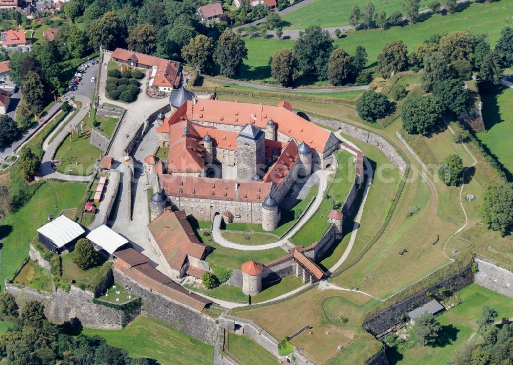 Kronach from above - Castle of the fortress Festung Rosenberg Kronach in Kronach in the state Bavaria, Germany