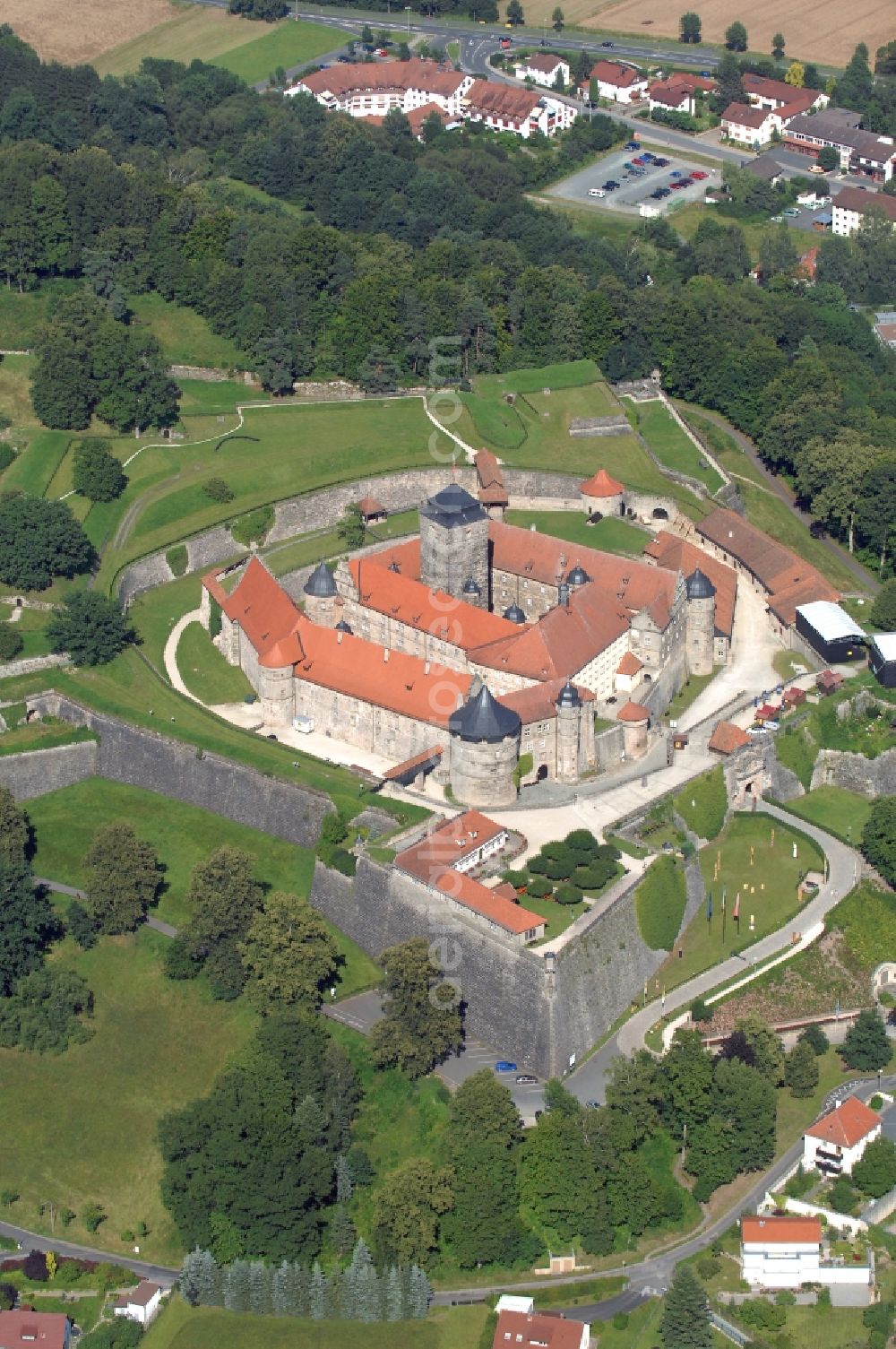 Aerial photograph Kronach - Castle of the fortress Festung Rosenberg Kronach in Kronach in the state Bavaria, Germany