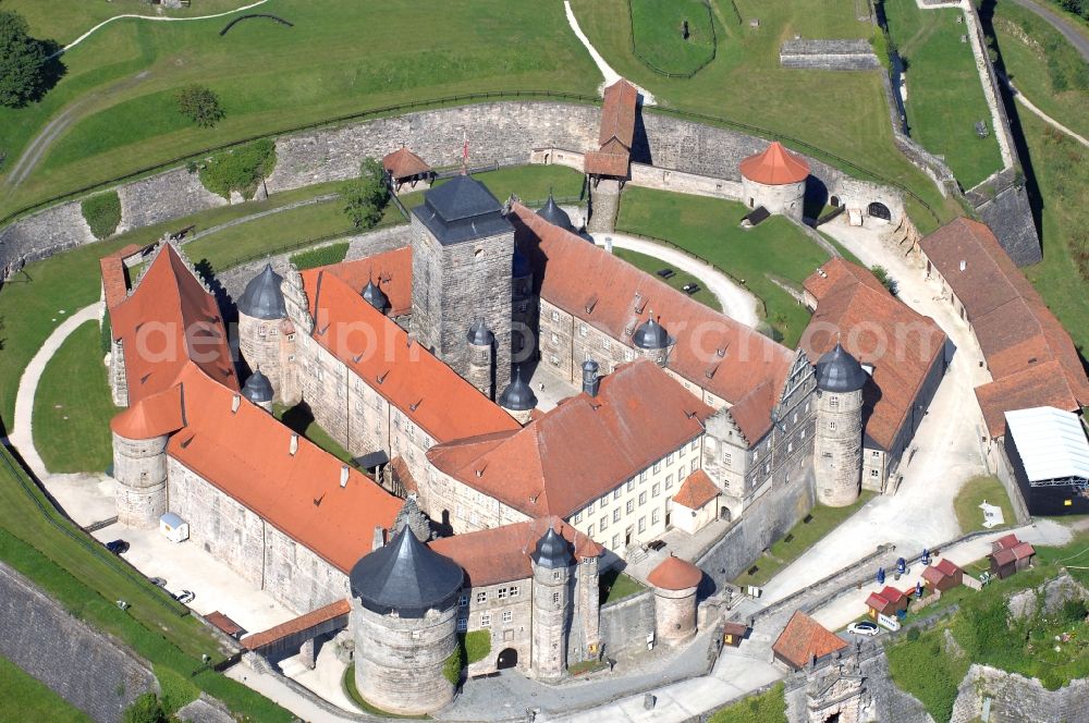 Kronach from above - Castle of the fortress Festung Rosenberg Kronach in Kronach in the state Bavaria, Germany