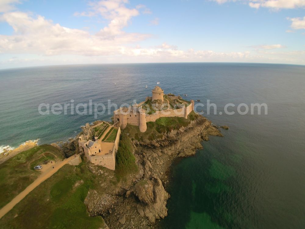 Plévenon from above - Castle of the fortress Fort la Latte on Coast of Atlantic Ocean in Plevenon in Bretagne, France