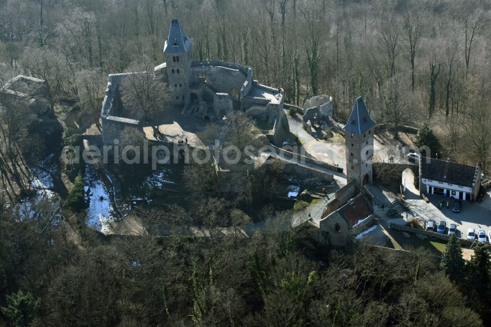 Aerial photograph Nieder-Beerbach - Castle of the fortress Frankenstein in Muehltal in the state Hesse