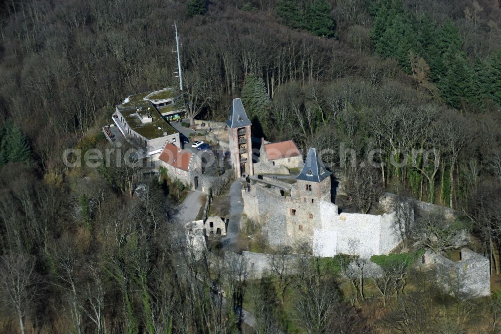 Aerial photograph Nieder-Beerbach - Castle of the fortress Frankenstein in Nieder-Beerbach in the state Hesse