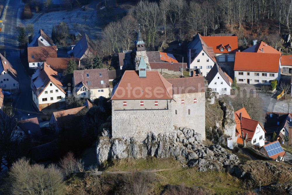 Aerial photograph Kirchensittenbach - Castle of the fortress Hohenstein in Kirchensittenbach in the state Bavaria, Germany