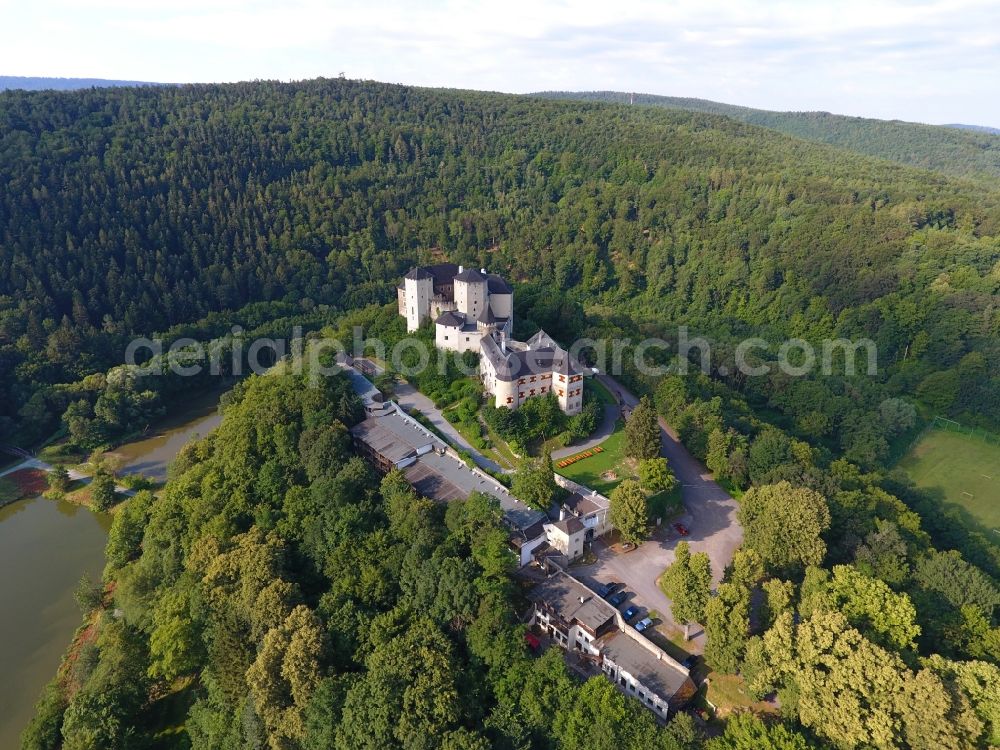 Lockenhaus from above - Castle of the fortress and Hotel in Lockenhaus in Burgenland, Austria