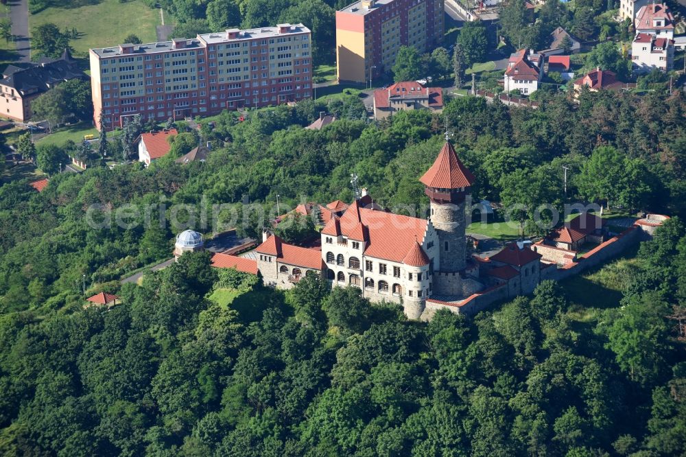 Aerial photograph Most - Castle of the fortress Hrad HnevA?n ( Burg Landeswarte ) in Most in Czech Republic