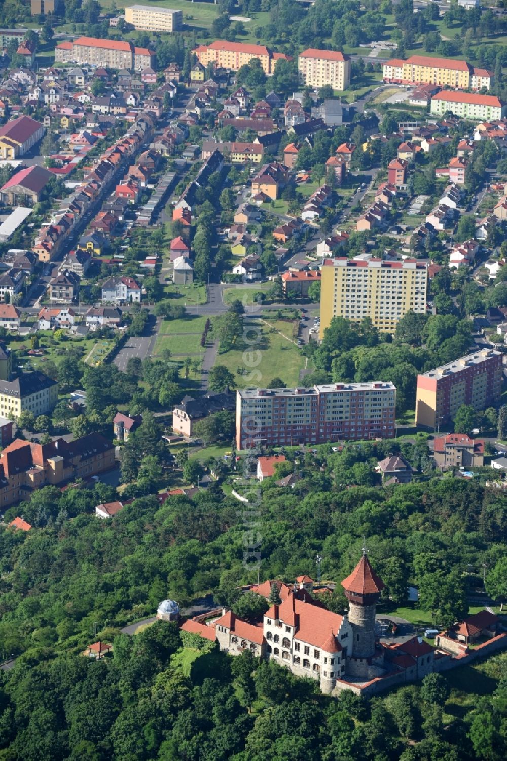 Most from above - Castle of the fortress Hrad HnevA?n ( Burg Landeswarte ) in Most in Czech Republic