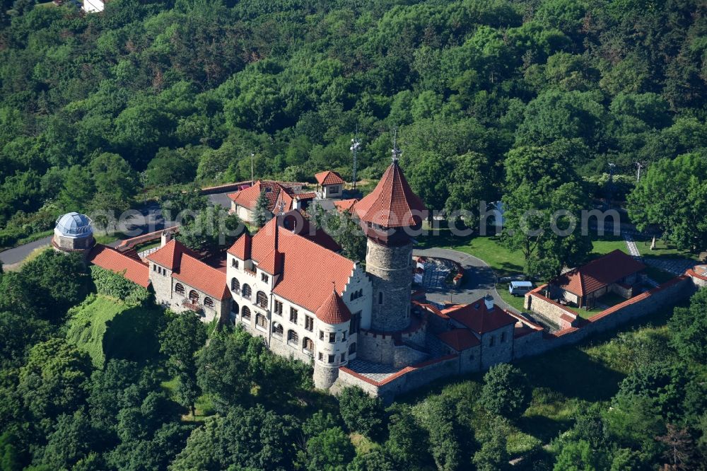 Most from the bird's eye view: Castle of the fortress Hrad HnevA?n ( Burg Landeswarte ) in Most in Czech Republic