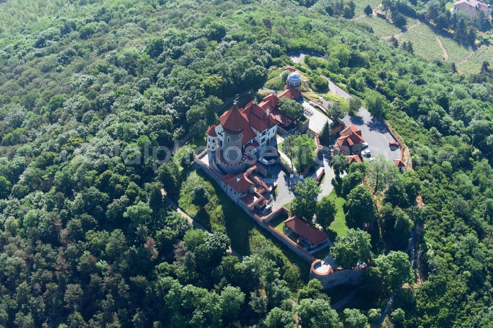 Most from the bird's eye view: Castle of the fortress Hrad HnevA?n ( Burg Landeswarte ) in Most in Czech Republic