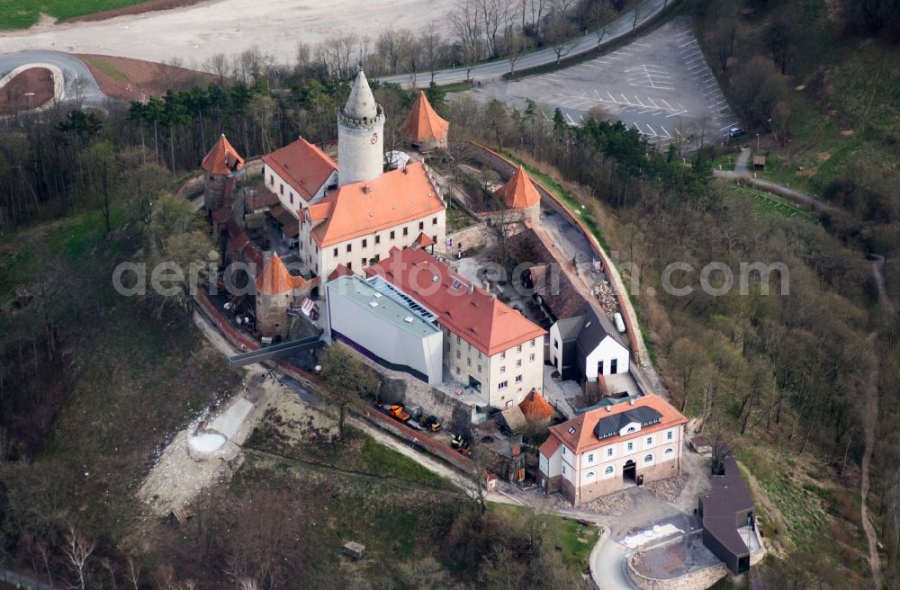 Seitenroda from the bird's eye view: Castle of the fortress Leuchtenburg in Seitenroda in the state Thuringia