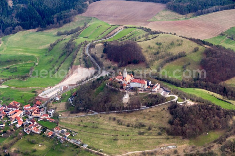 Aerial image Seitenroda - Castle of the fortress Leuchtenburg in Seitenroda in the state Thuringia