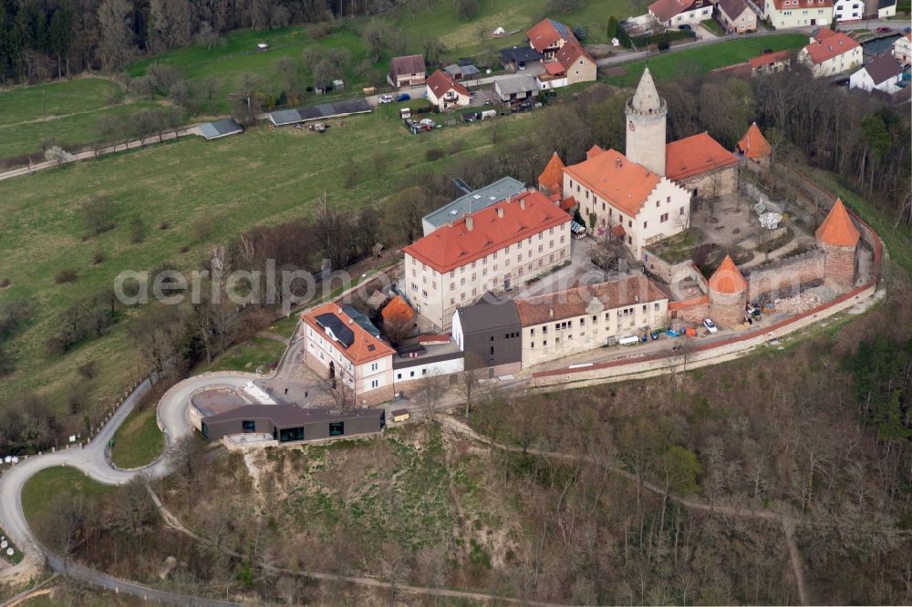 Seitenroda from the bird's eye view: Castle of the fortress Leuchtenburg in Seitenroda in the state Thuringia