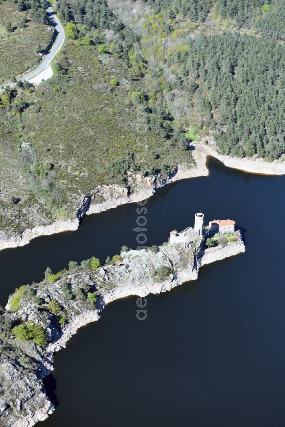 Aerial photograph Ile de Garent - Castle of the fortress on the Loire Island in Ile de Garent in Auvergne Rhone-Alpes, France