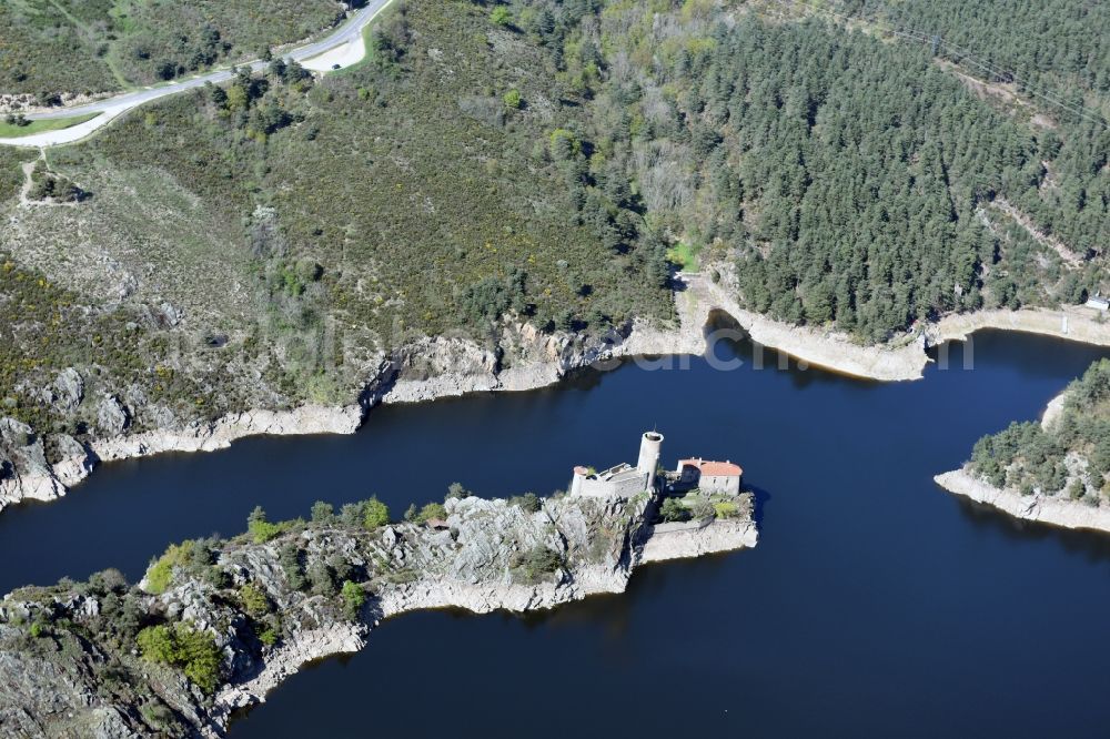 Ile de Garent from above - Castle of the fortress on the Loire Island in Ile de Garent in Auvergne Rhone-Alpes, France