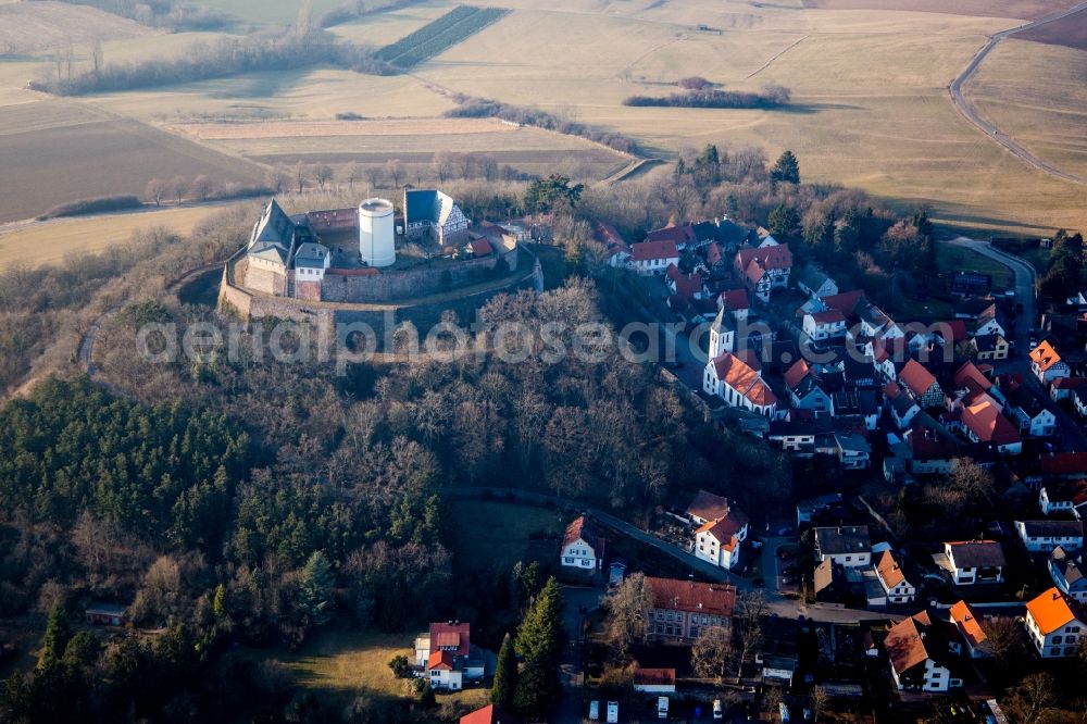 Aerial image Otzberg - Castle of the fortress Museum on Burgweg in the district Hering in Otzberg in the state Hesse, Germany