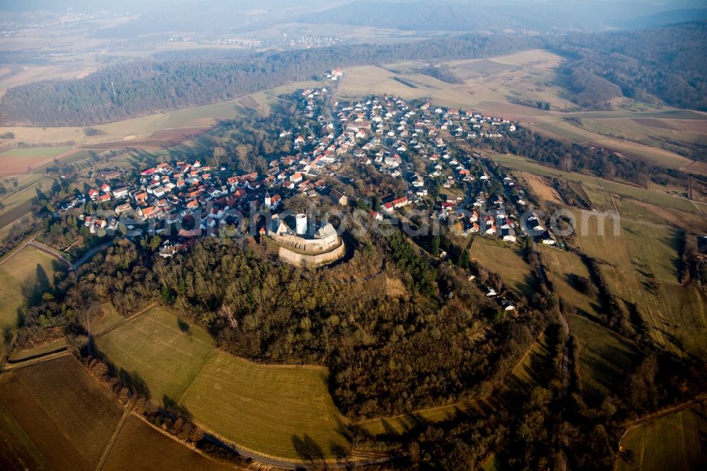 Aerial photograph Otzberg - Castle of the fortress Museum on Burgweg in the district Hering in Otzberg in the state Hesse, Germany