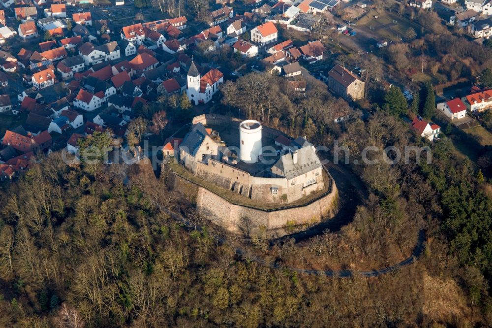 Otzberg from above - Castle of the fortress Museum on Burgweg in the district Hering in Otzberg in the state Hesse, Germany