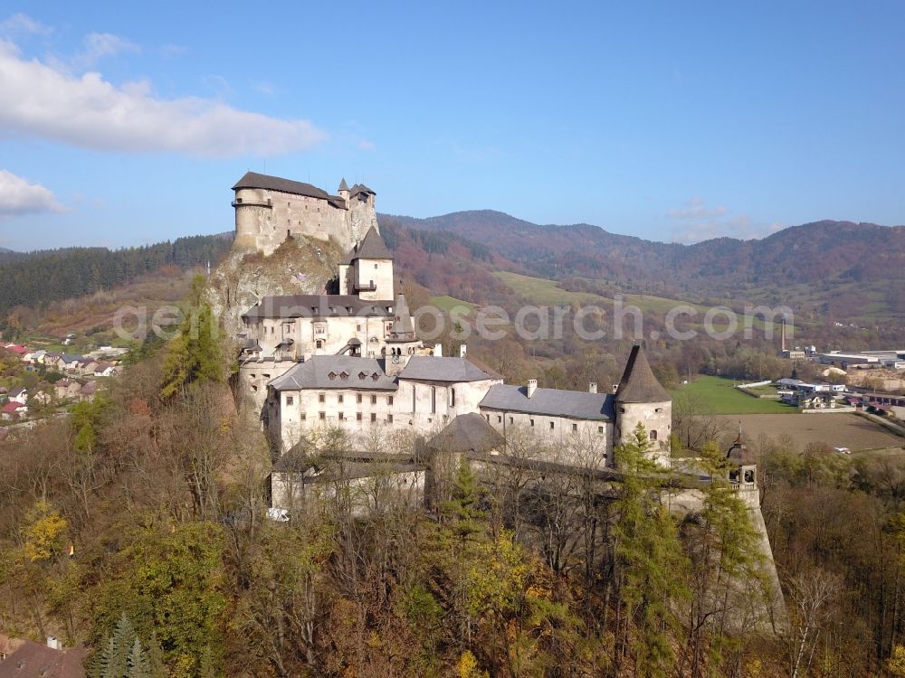 Aerial image Oravsky Podzamok - Castle of the fortress in Oravsky Podzamok in Zilinsky kraj, Slovakia