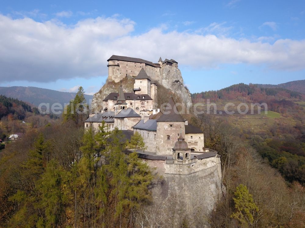 Oravsky Podzamok from above - Castle of the fortress in Oravsky Podzamok in Zilinsky kraj, Slovakia