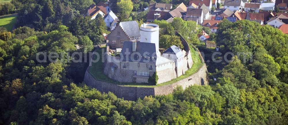 Otzberg from above - Castle of the fortress in the district Hering in Otzberg in the state Hesse, Germany