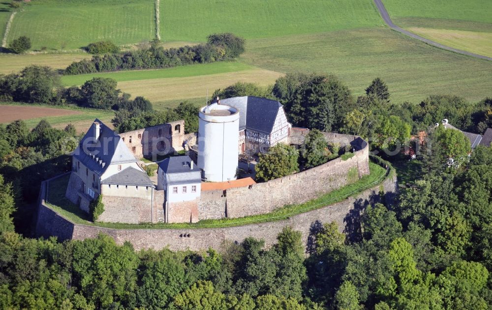 Aerial image Otzberg - Castle of the fortress in the district Hering in Otzberg in the state Hesse, Germany