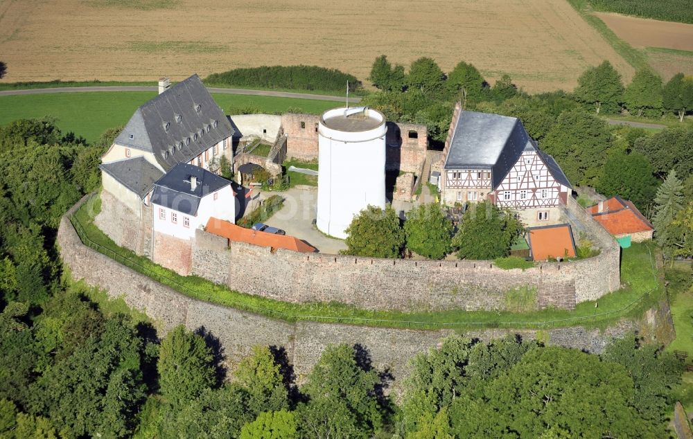 Otzberg from above - Castle of the fortress in the district Hering in Otzberg in the state Hesse, Germany