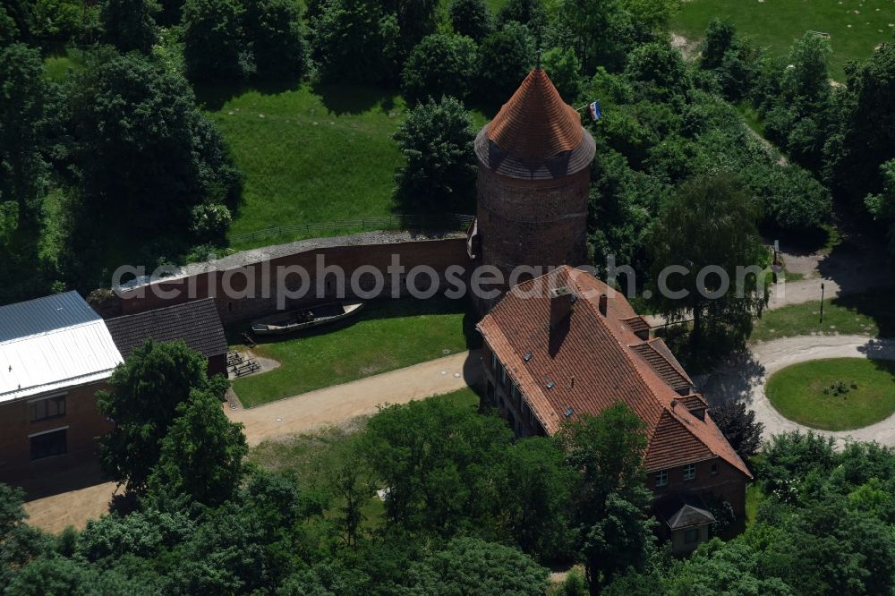 Plau am See from the bird's eye view: Castle of the fortress Plauer Burg on Burgplatz in Plau am See in the state Mecklenburg - Western Pomerania