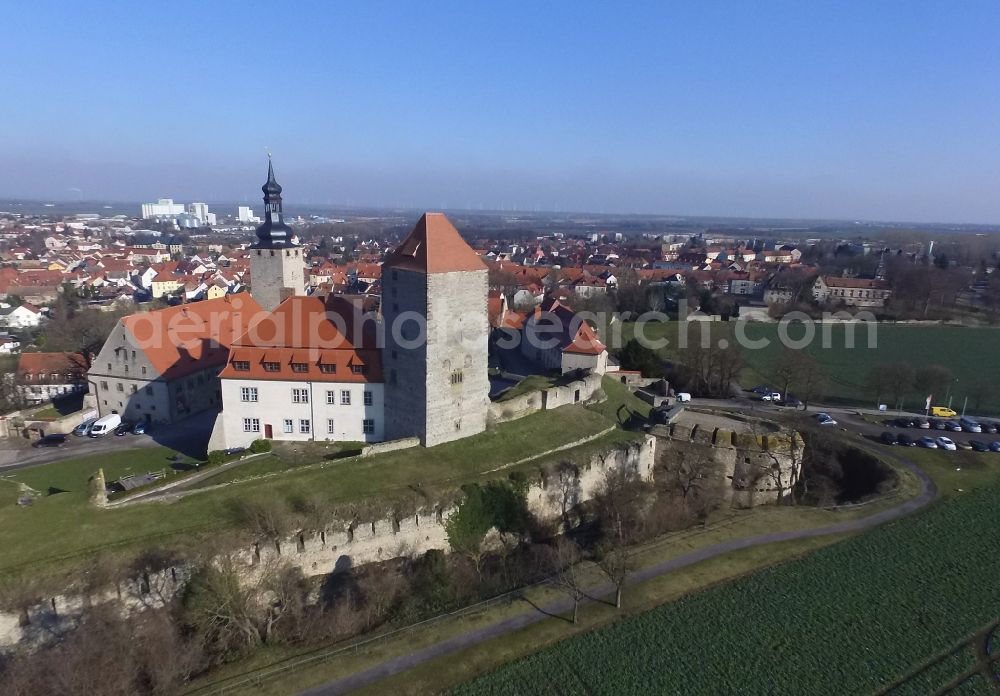 Querfurt from above - Castle of the fortress Querfurt Strasse Strasse of Romanik in Querfurt in the state Saxony-Anhalt, Germany
