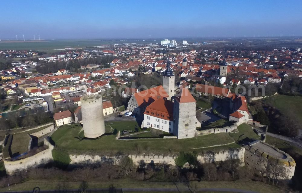 Querfurt from above - Castle of the fortress Querfurt Strasse Strasse of Romanik in Querfurt in the state Saxony-Anhalt, Germany