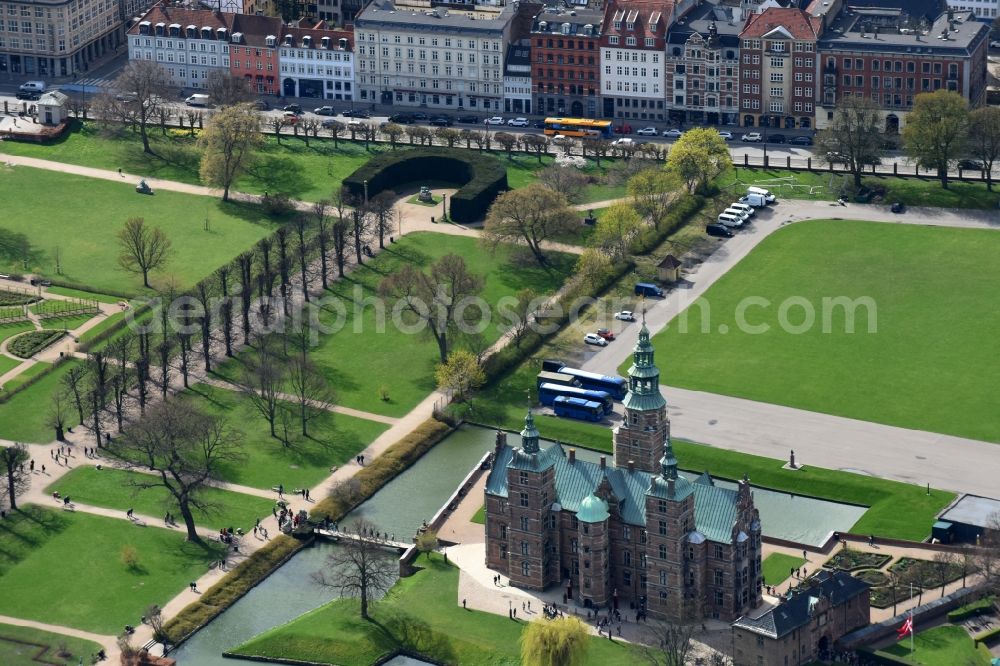 Kopenhagen from above - Castle of the fortress Rosenborg Castle Oster Voldgade in Copenhagen in , Denmark