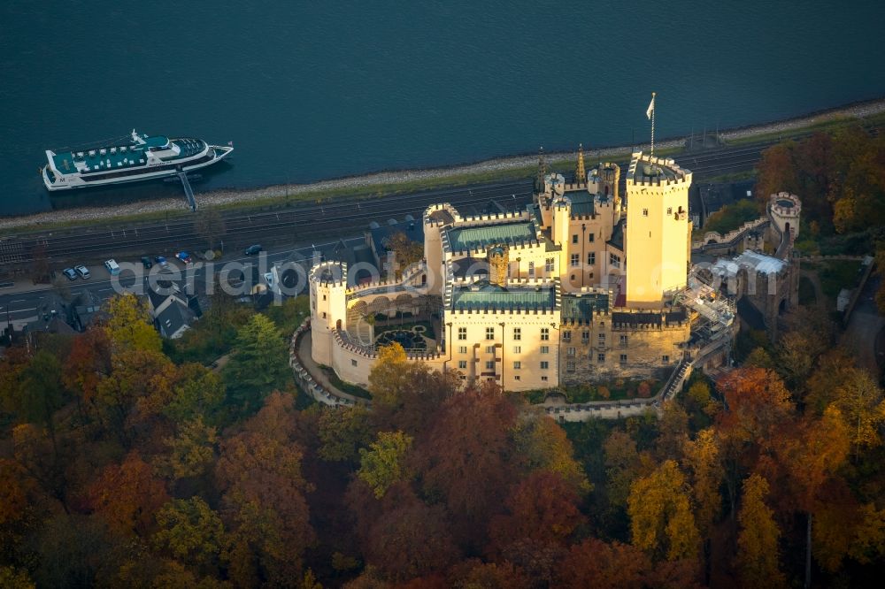 Aerial photograph Koblenz - Castle of the fortress Schloss Stolzenfels in Koblenz in the state Rhineland-Palatinate