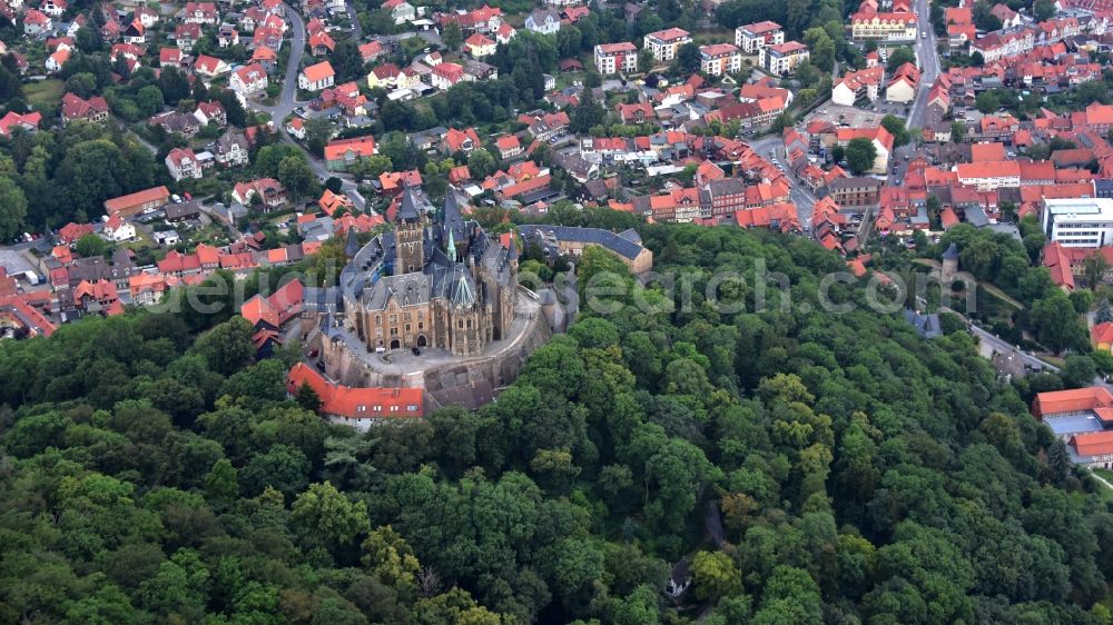 Aerial photograph Wernigerode - Castle of the fortress Schloss Wernigerode in Wernigerode in the state Saxony-Anhalt, Germany