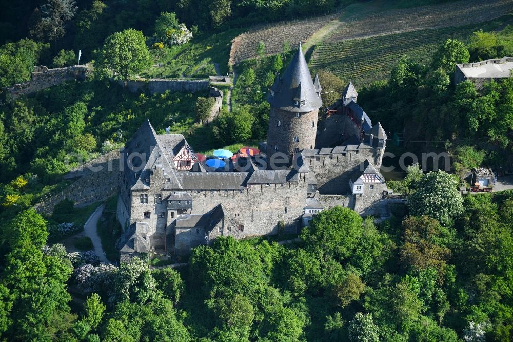 Bacharach from above - Castle of the fortress Stahleck in Bacharach in the state Rhineland-Palatinate, Germany